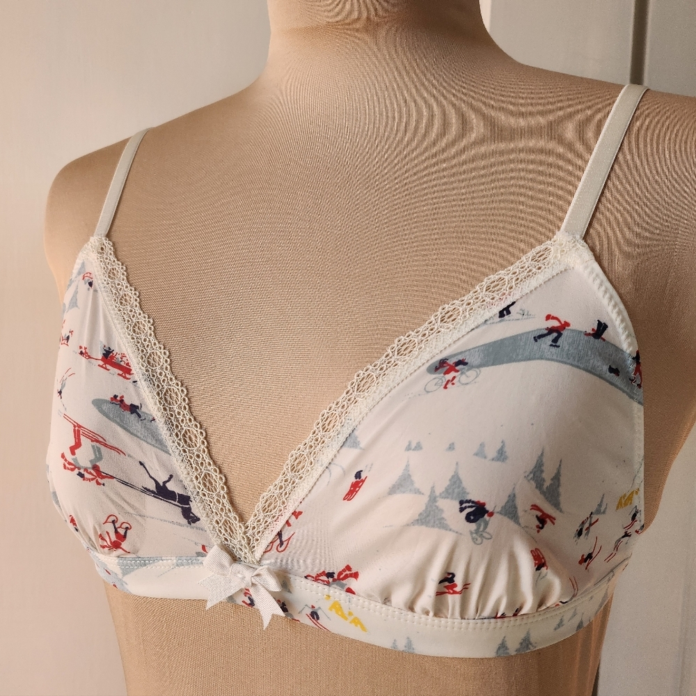 Aerie Ski Slope Bralette White/Red/Light Blue